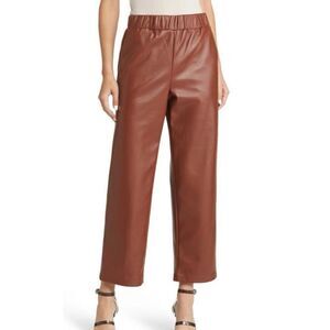 NWT Medium BLANK NYC BROWN FAUX LEATHER ELASTIC HIGH WAIST CROP PANT